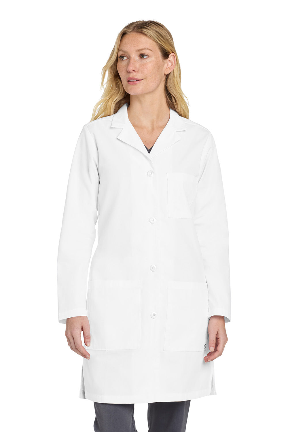 WonderWink WW4172 Womens Long Lab Coat White Model Front
