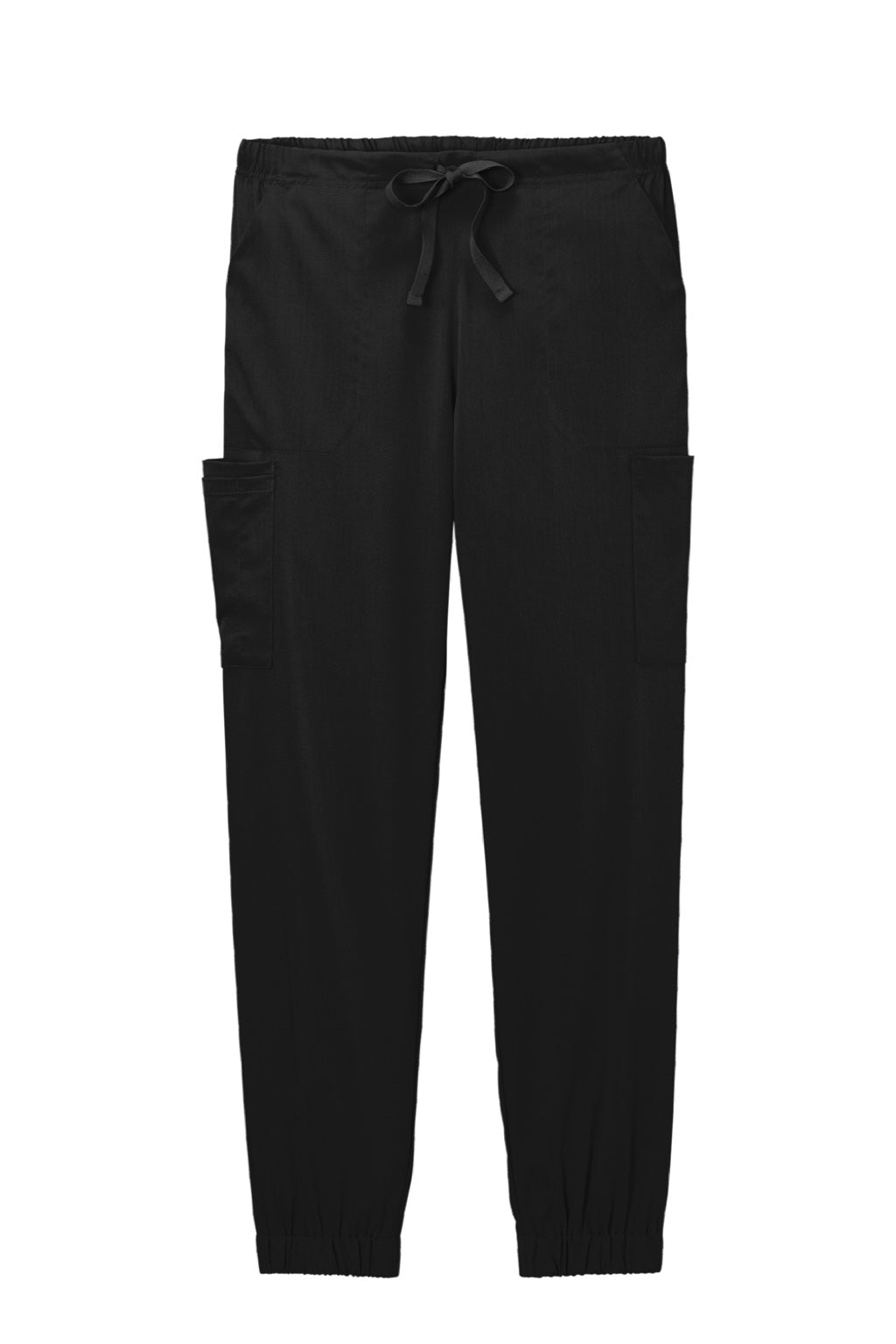 Wonderwink WW4258 Womens Premiere Flex Jogger Pants w/ Pockets Black Flat Front