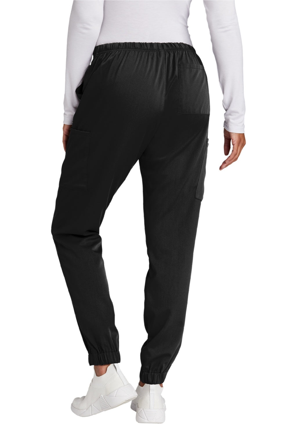 Wonderwink WW4258 Womens Premiere Flex Jogger Pants w/ Pockets Black Model Back