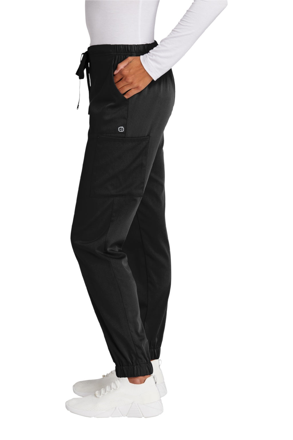 Wonderwink WW4258 Womens Premiere Flex Jogger Pants w/ Pockets Black Model Side