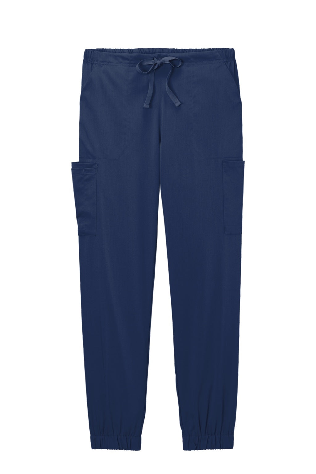 Wonderwink WW4258 Womens Premiere Flex Jogger Pants w/ Pockets Navy Blue Flat Front