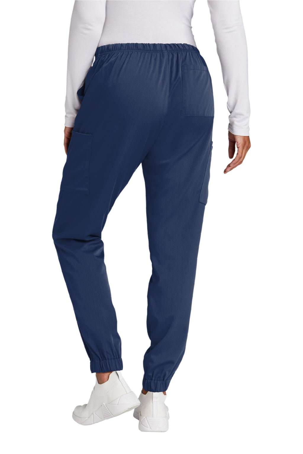Wonderwink WW4258 Womens Premiere Flex Jogger Pants w/ Pockets Navy Blue Model Back