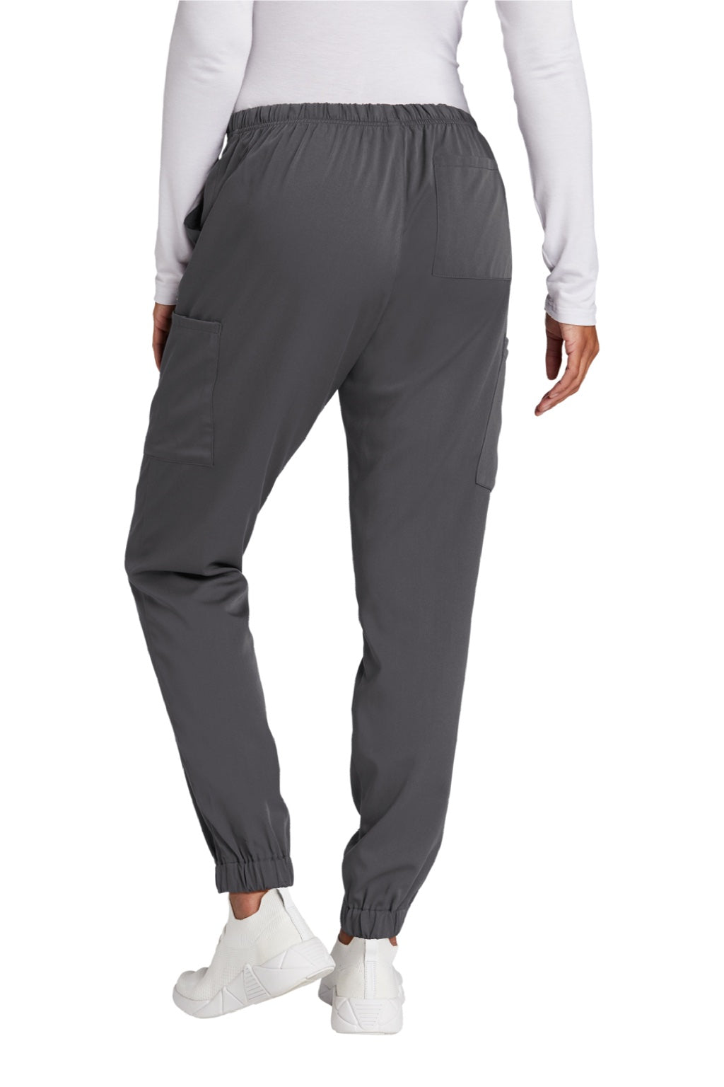 Wonderwink WW4258 Womens Premiere Flex Jogger Pants w/ Pockets Pewter Grey Model Back