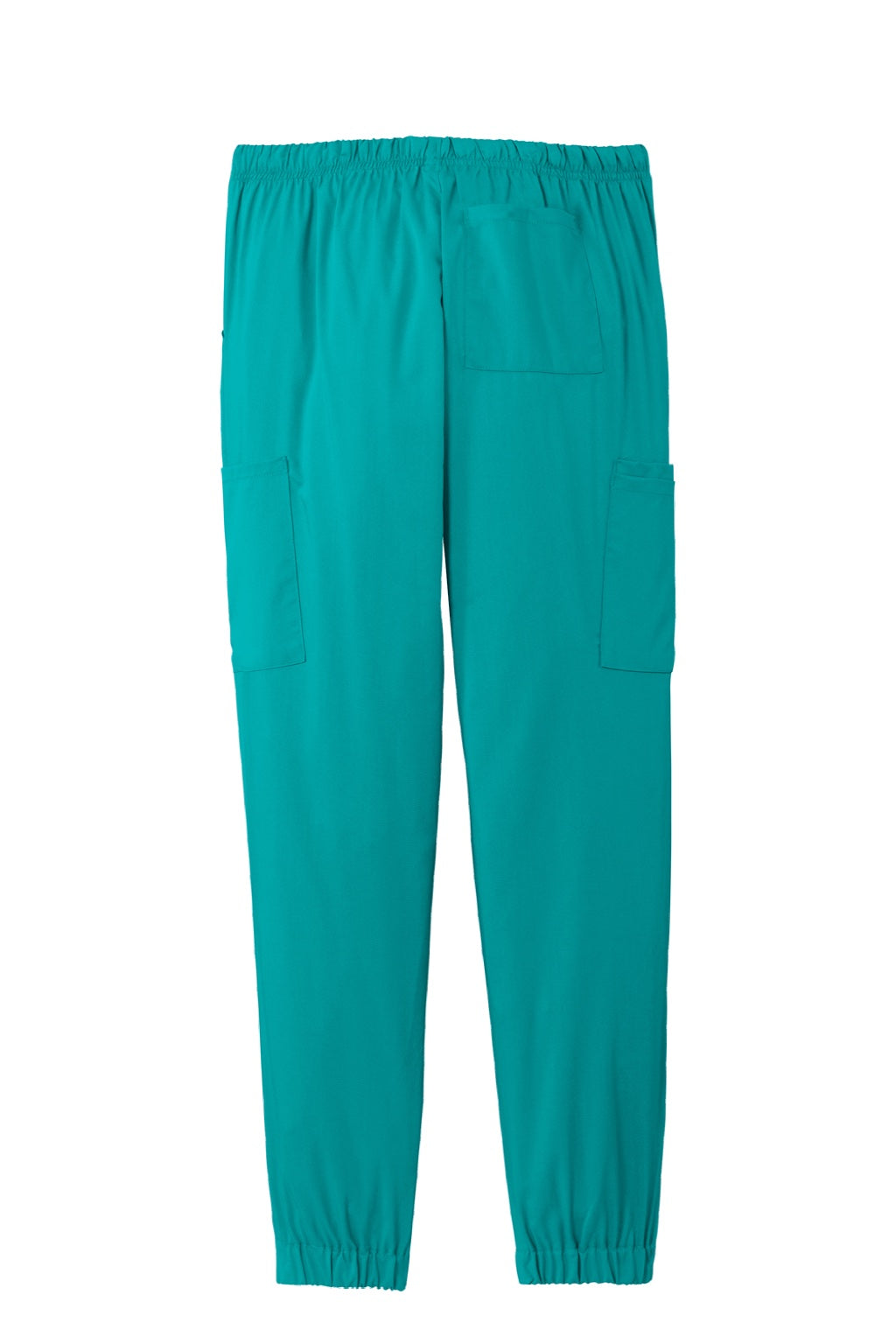 Wonderwink WW4258 Womens Premiere Flex Jogger Pants w/ Pockets Teal Blue Flat Back
