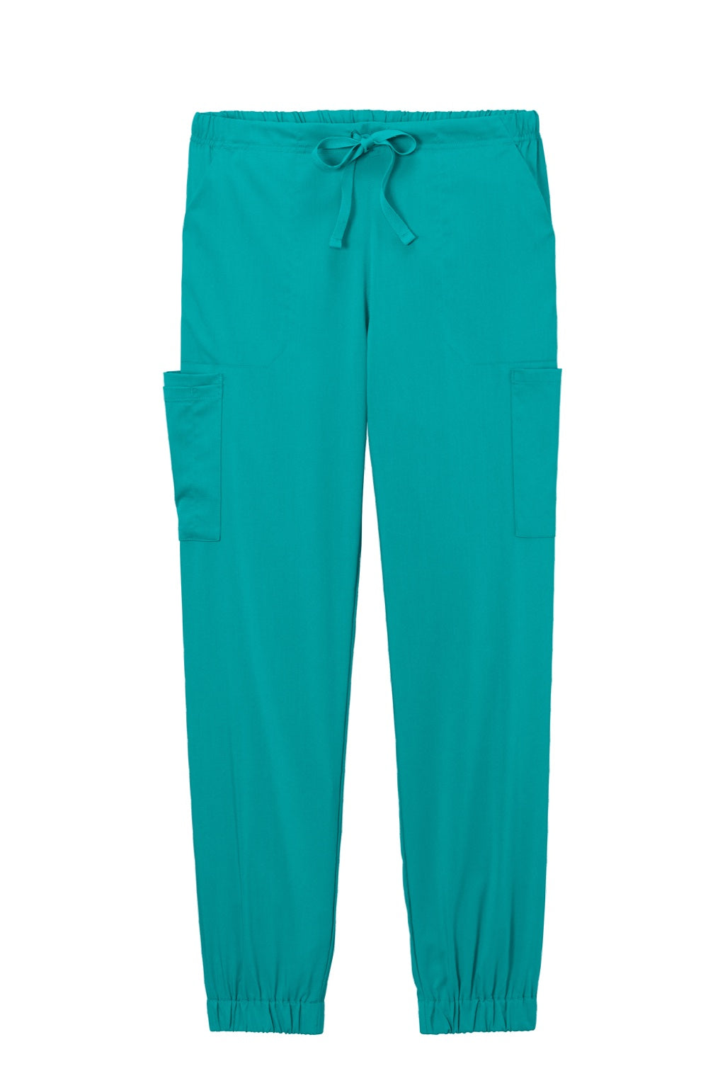 Wonderwink WW4258 Womens Premiere Flex Jogger Pants w/ Pockets Teal Blue Flat Front