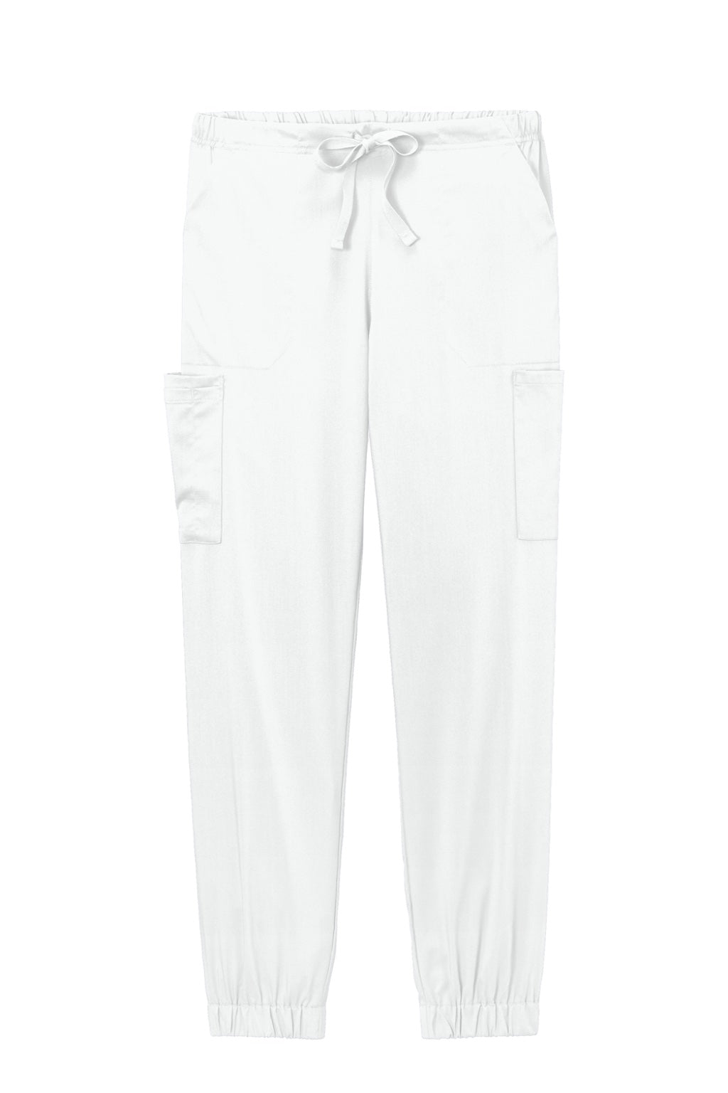 Wonderwink WW4258 Womens Premiere Flex Jogger Pants w/ Pockets White Flat Front