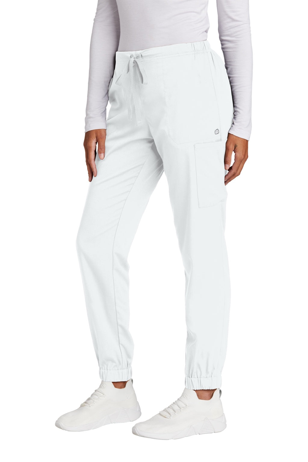 Wonderwink WW4258 Womens Premiere Flex Jogger Pants w/ Pockets White Model 3Q
