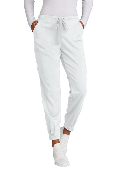 Wonderwink WW4258 Womens Premiere Flex Jogger Pants w/ Pockets White Model Front