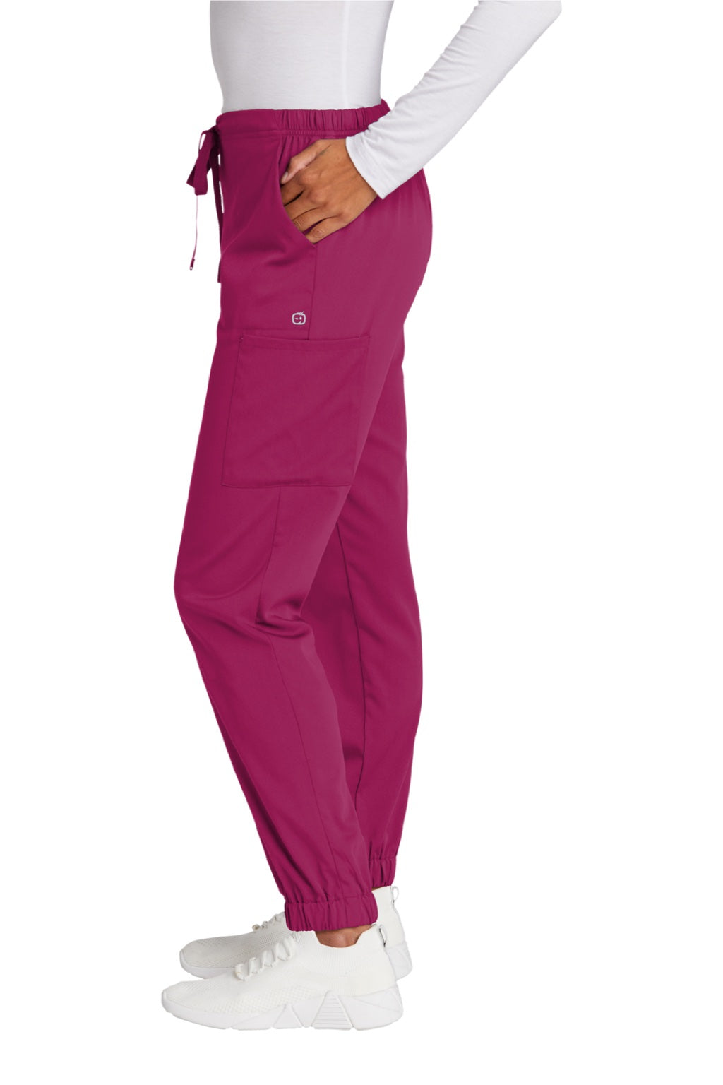 Wonderwink WW4258 Womens Premiere Flex Jogger Pants w/ Pockets Wine Model Side