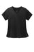 Wonderwink WW4268 Womens Premiere Flex Short Sleeve V-Neck Mock Wrap Shirt w/ Pockets Black Flat Front