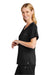 Wonderwink WW4268 Womens Premiere Flex Short Sleeve V-Neck Mock Wrap Shirt w/ Pockets Black Model Side