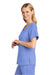 Wonderwink WW4268 Womens Premiere Flex Short Sleeve V-Neck Mock Wrap Shirt w/ Pockets Ceil Blue Model Side