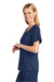 Wonderwink WW4268 Womens Premiere Flex Short Sleeve V-Neck Mock Wrap Shirt w/ Pockets Navy Blue Model Side