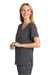 Wonderwink WW4268 Womens Premiere Flex Short Sleeve V-Neck Mock Wrap Shirt w/ Pockets Pewter Grey Model 3Q