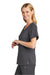 Wonderwink WW4268 Womens Premiere Flex Short Sleeve V-Neck Mock Wrap Shirt w/ Pockets Pewter Grey Model Side