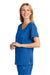 Wonderwink WW4268 Womens Premiere Flex Short Sleeve V-Neck Mock Wrap Shirt w/ Pockets Royal Blue Model 3Q