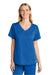 Wonderwink WW4268 Womens Premiere Flex Short Sleeve V-Neck Mock Wrap Shirt w/ Pockets Royal Blue Model Front