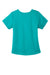 Wonderwink WW4268 Womens Premiere Flex Short Sleeve V-Neck Mock Wrap Shirt w/ Pockets Teal Blue Flat Back