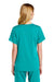Wonderwink WW4268 Womens Premiere Flex Short Sleeve V-Neck Mock Wrap Shirt w/ Pockets Teal Blue Model Back