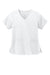 Wonderwink WW4268 Womens Premiere Flex Short Sleeve V-Neck Mock Wrap Shirt w/ Pockets White Flat Front