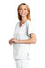 Wonderwink WW4268 Womens Premiere Flex Short Sleeve V-Neck Mock Wrap Shirt w/ Pockets White Model 3Q
