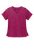 Wonderwink WW4268 Womens Premiere Flex Short Sleeve V-Neck Mock Wrap Shirt w/ Pockets Wine Flat Front