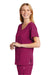 Wonderwink WW4268 Womens Premiere Flex Short Sleeve V-Neck Mock Wrap Shirt w/ Pockets Wine Model 3Q