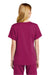 Wonderwink WW4268 Womens Premiere Flex Short Sleeve V-Neck Mock Wrap Shirt w/ Pockets Wine Model Back