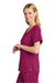 Wonderwink WW4268 Womens Premiere Flex Short Sleeve V-Neck Mock Wrap Shirt w/ Pockets Wine Model Side
