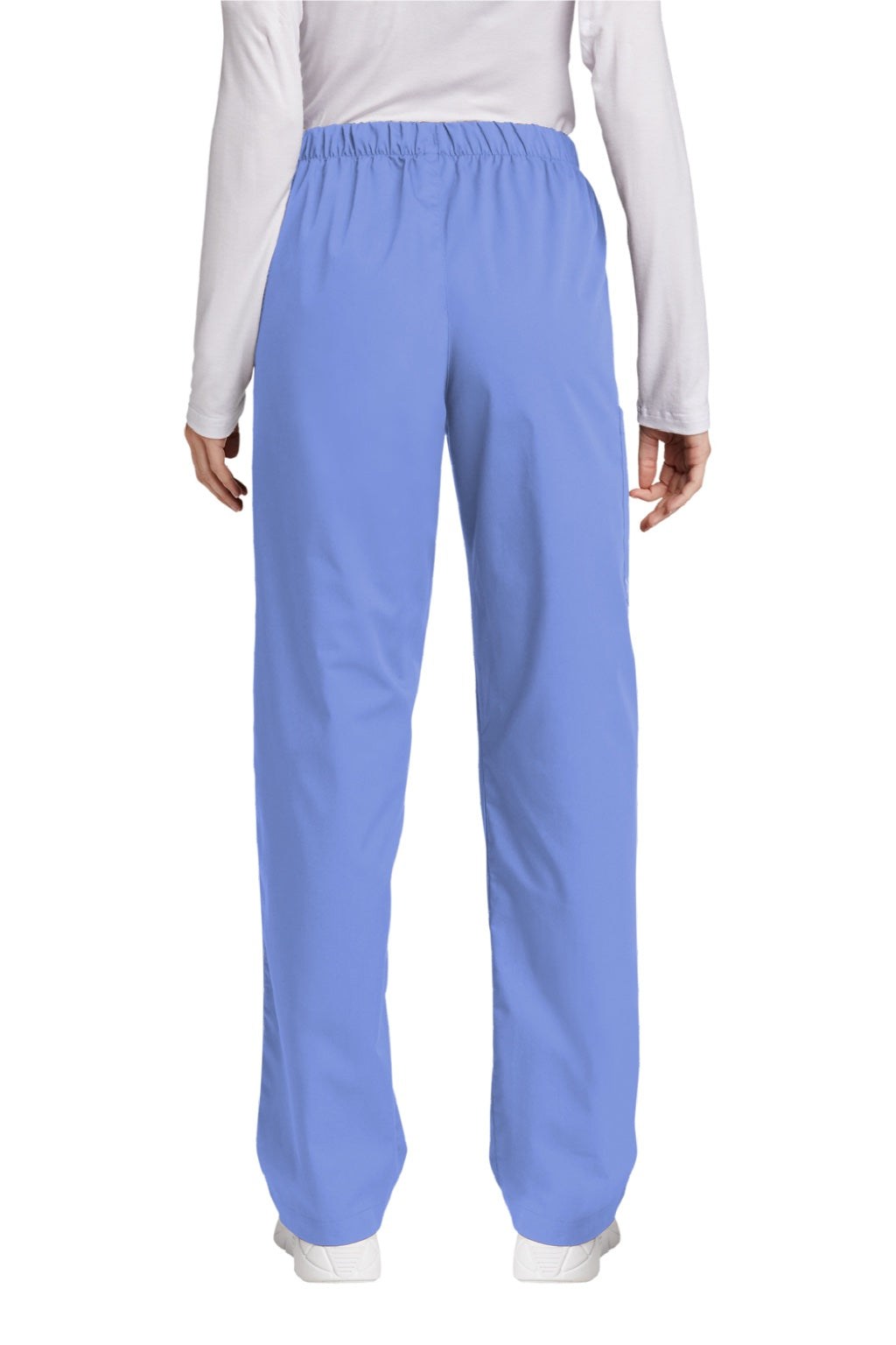 Wonderwink WW4550/WW4550P/WW4550T Womens WorkFlex Cargo Pants w/ Pockets Ceil Blue Model Back