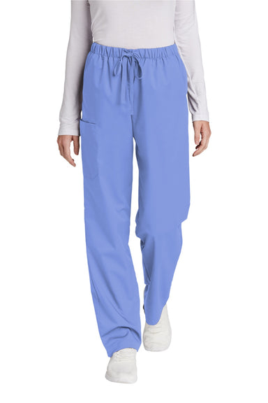 Wonderwink WW4550/WW4550P/WW4550T Womens WorkFlex Cargo Pants w/ Pockets Ceil Blue Model Front