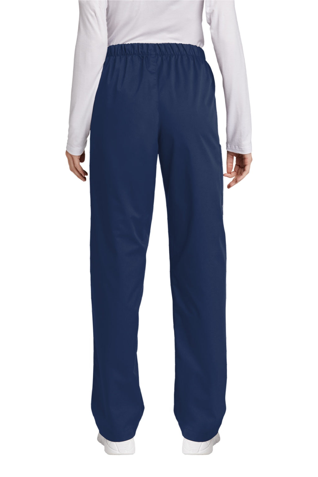 Wonderwink WW4550/WW4550P/WW4550T Womens WorkFlex Cargo Pants w/ Pockets Navy Blue Model Back