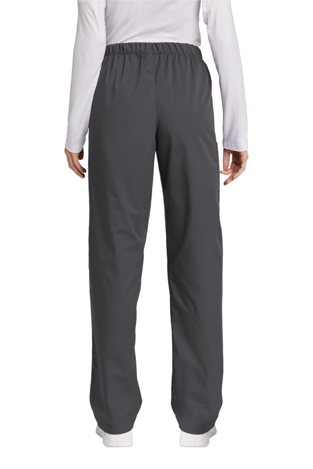 Wonderwink WW4550/WW4550P/WW4550T Womens WorkFlex Cargo Pants w/ Pockets Pewter Grey Model Back