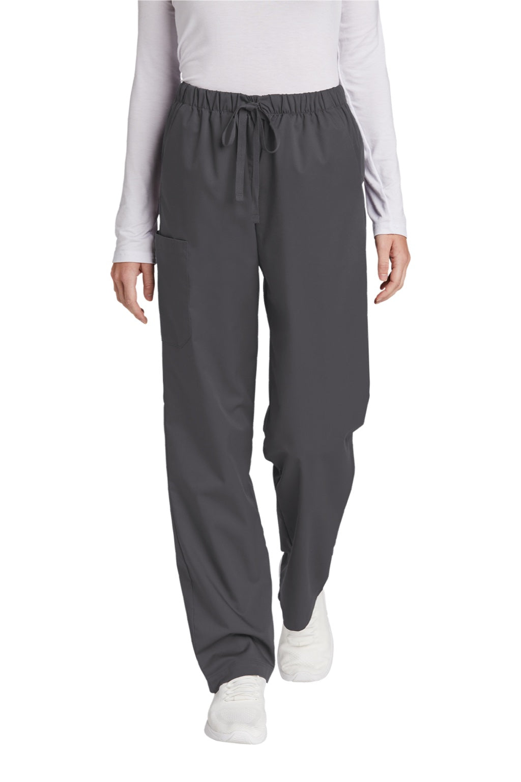 Wonderwink WW4550/WW4550P/WW4550T Womens WorkFlex Cargo Pants w/ Pockets Pewter Grey Model Front
