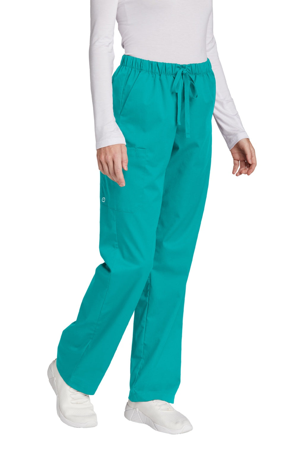 Wonderwink WW4550/WW4550P/WW4550T Womens WorkFlex Cargo Pants w/ Pockets Teal Blue Model 3Q