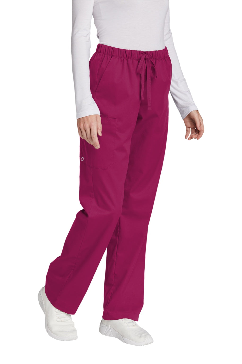 Wonderwink WW4550/WW4550P/WW4550T Womens WorkFlex Cargo Pants w/ Pockets Wine Model 3Q