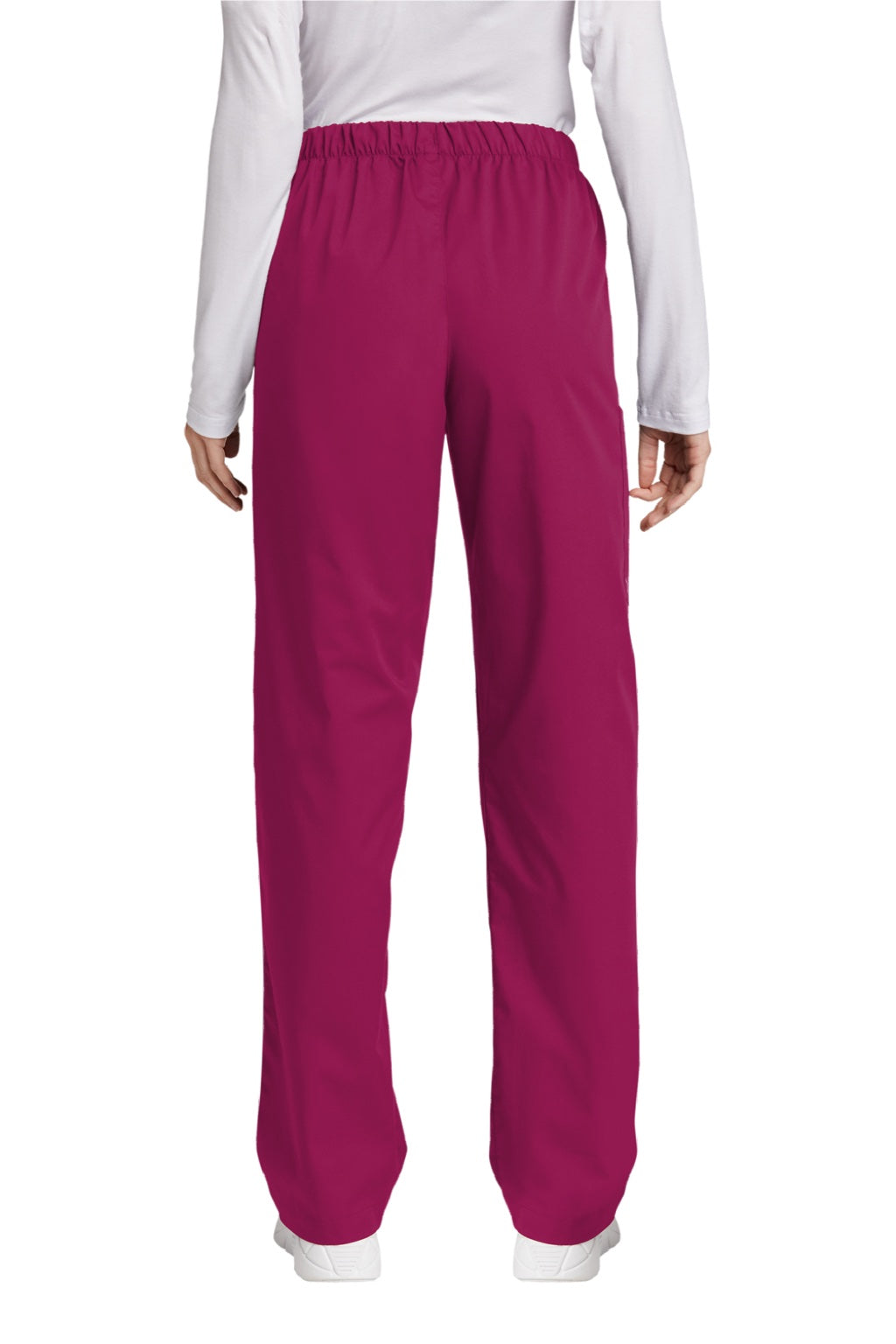 Wonderwink WW4550/WW4550P/WW4550T Womens WorkFlex Cargo Pants w/ Pockets Wine Model Back