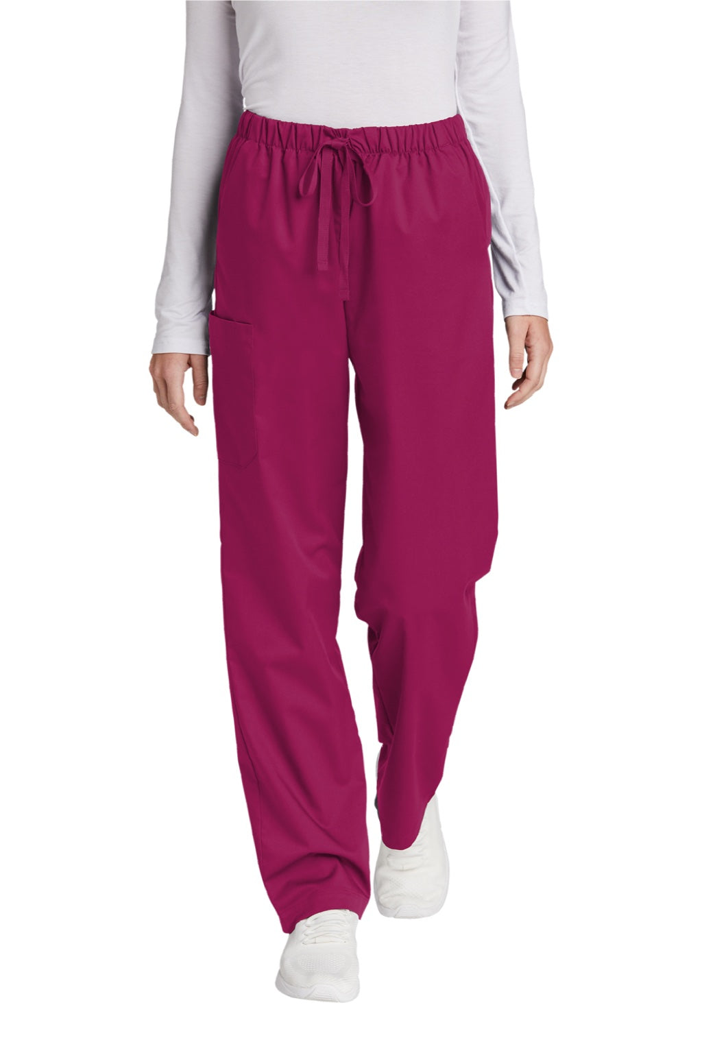 Wonderwink WW4550/WW4550P/WW4550T Womens WorkFlex Cargo Pants w/ Pockets Wine Model Front