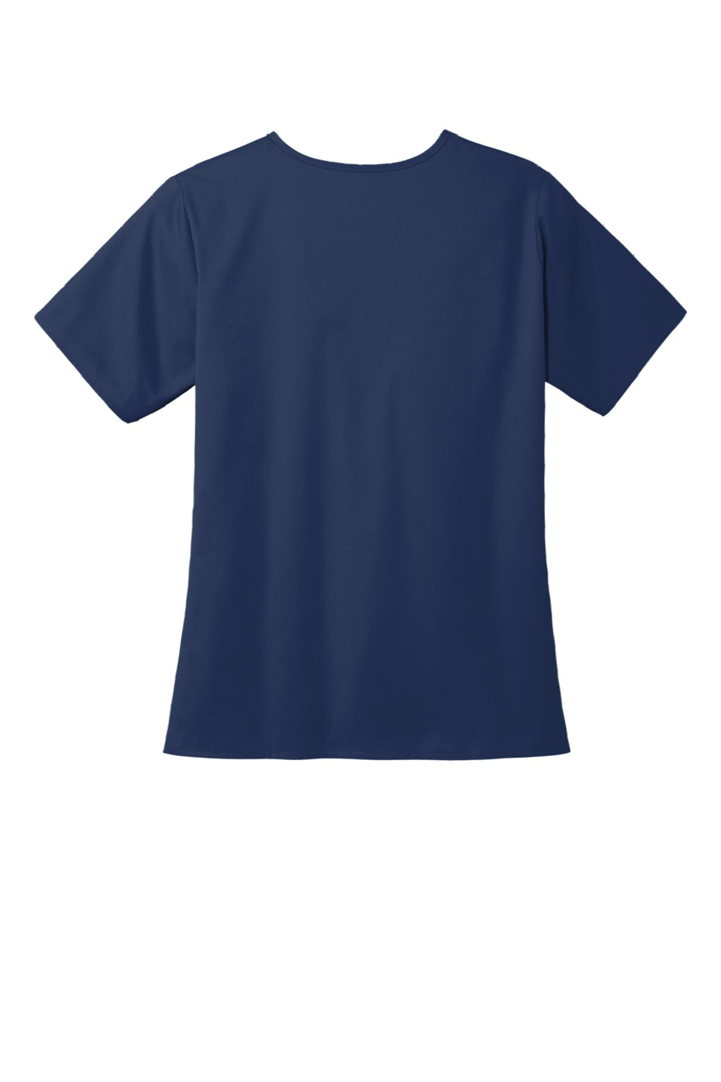 Wonderwink WW4560 Womens WorkFlex Short Sleeve V-Neck Shirt w/ Pockets Navy Blue Flat Back