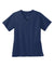 Wonderwink WW4560 Womens WorkFlex Short Sleeve V-Neck Shirt w/ Pockets Navy Blue Flat Front