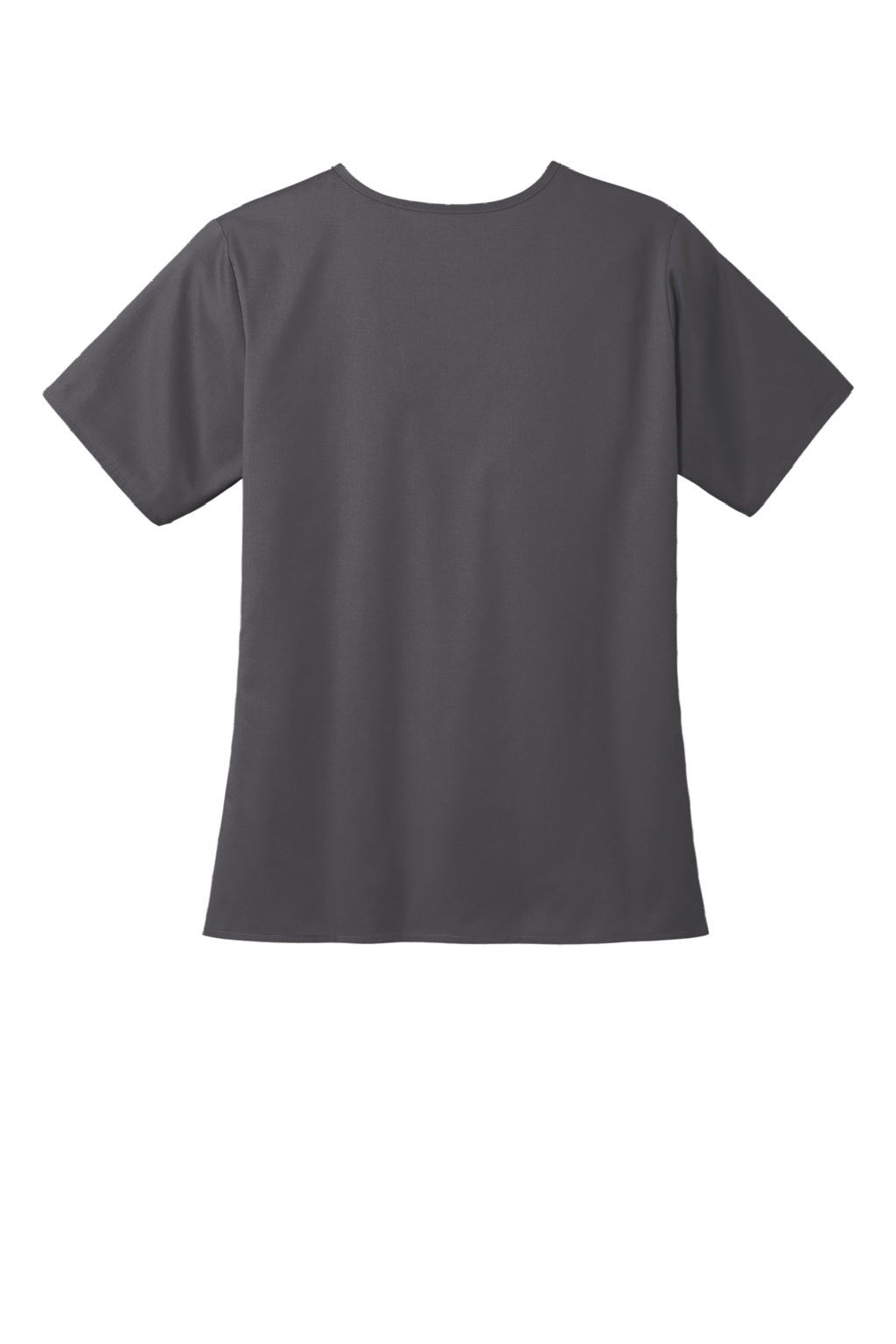Wonderwink WW4560 Womens WorkFlex Short Sleeve V-Neck Shirt w/ Pockets Pewter Grey Flat Back
