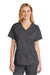 Wonderwink WW4560 Womens WorkFlex Short Sleeve V-Neck Shirt w/ Pockets Pewter Grey Model Front