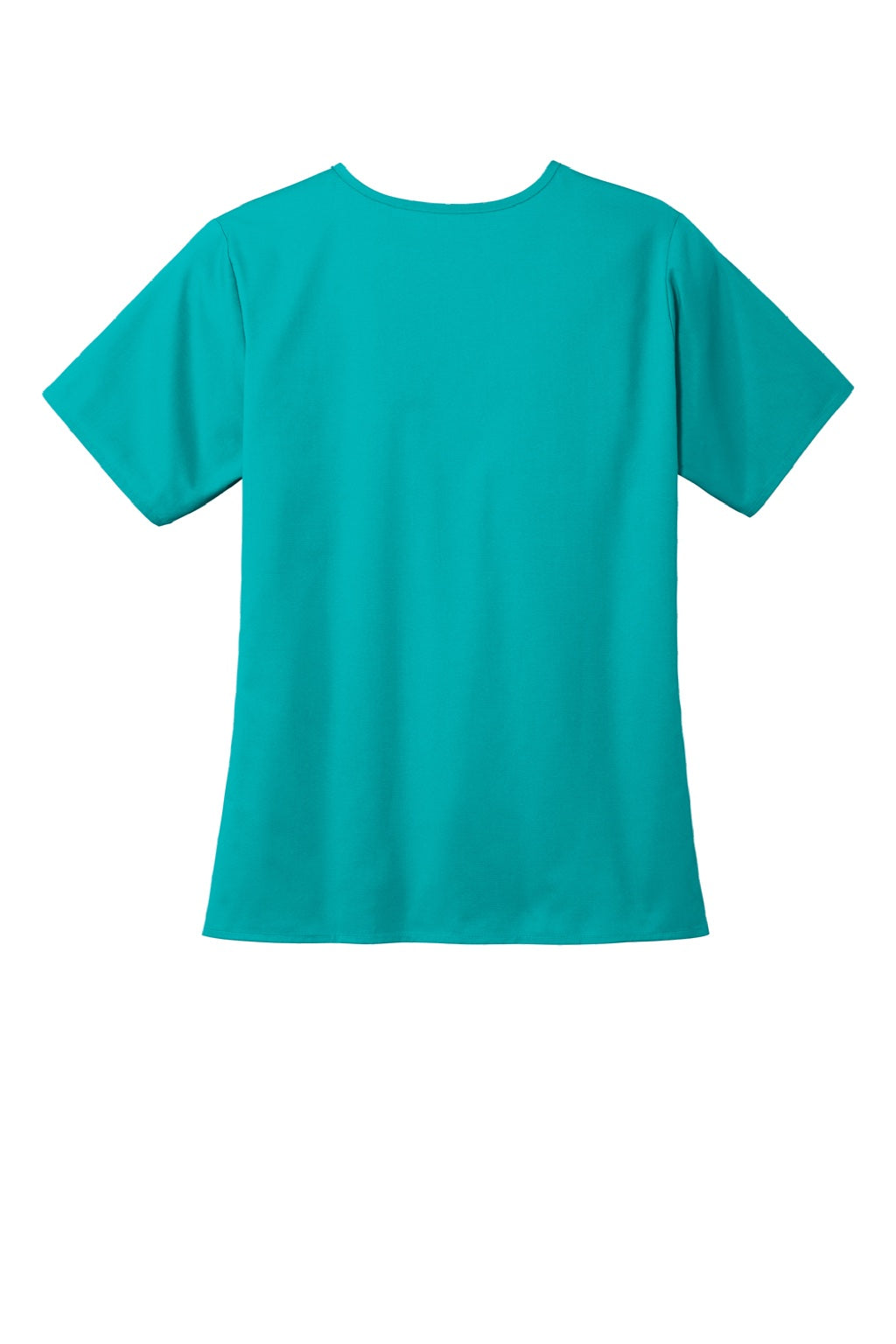 Wonderwink WW4560 Womens WorkFlex Short Sleeve V-Neck Shirt w/ Pockets Teal Blue Flat Back