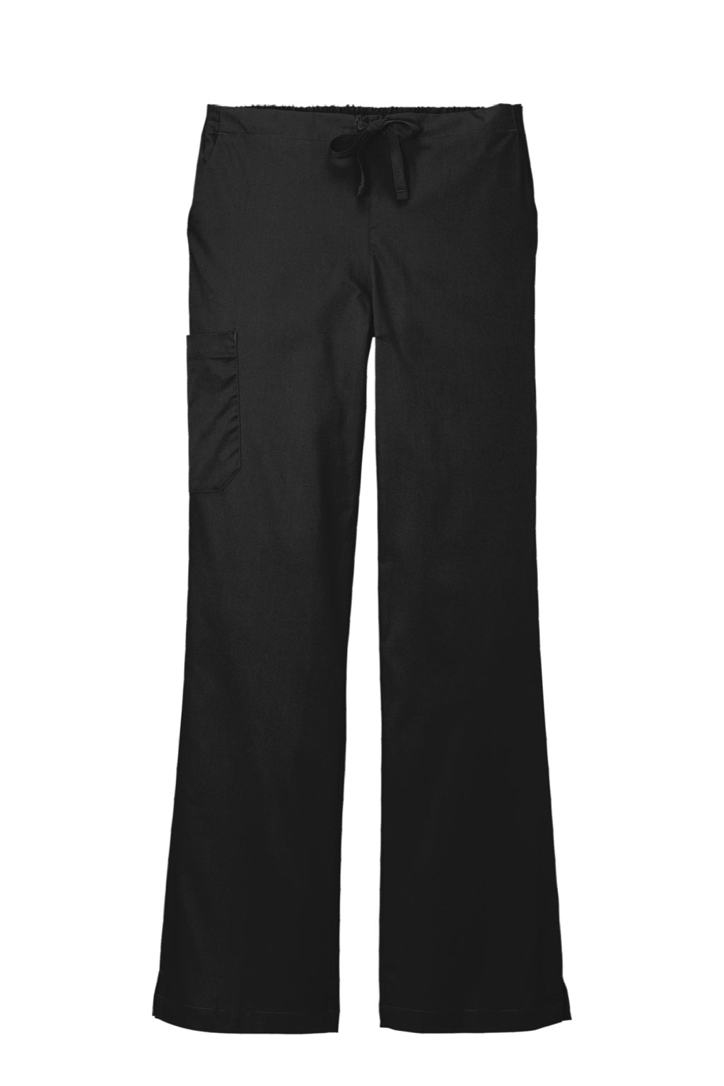 Wonderwink WW4750/WW4750P/WW4750T Womens WorkFlex Flare Leg Cargo Pants w/ Pockets Black Flat Front
