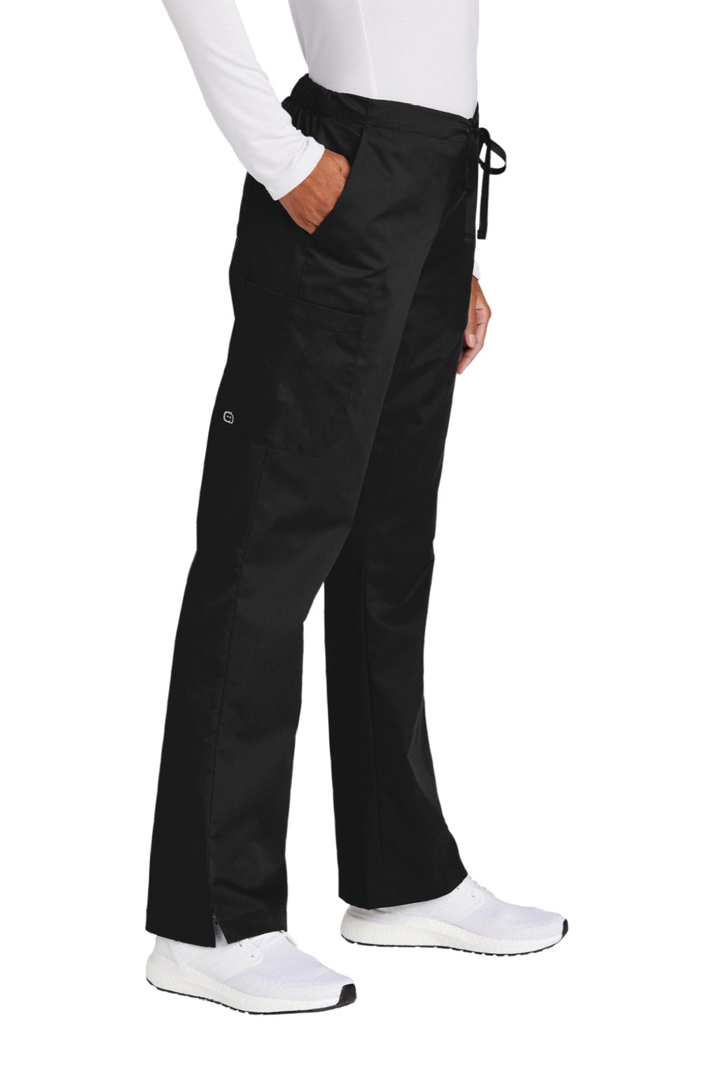 Wonderwink WW4750/WW4750P/WW4750T Womens WorkFlex Flare Leg Cargo Pants w/ Pockets Black Model 3Q