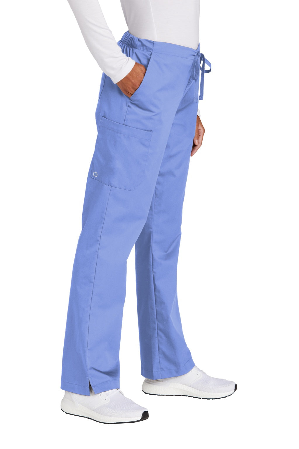 Wonderwink WW4750/WW4750P/WW4750T Womens WorkFlex Flare Leg Cargo Pants w/ Pockets Ceil Blue Model 3Q