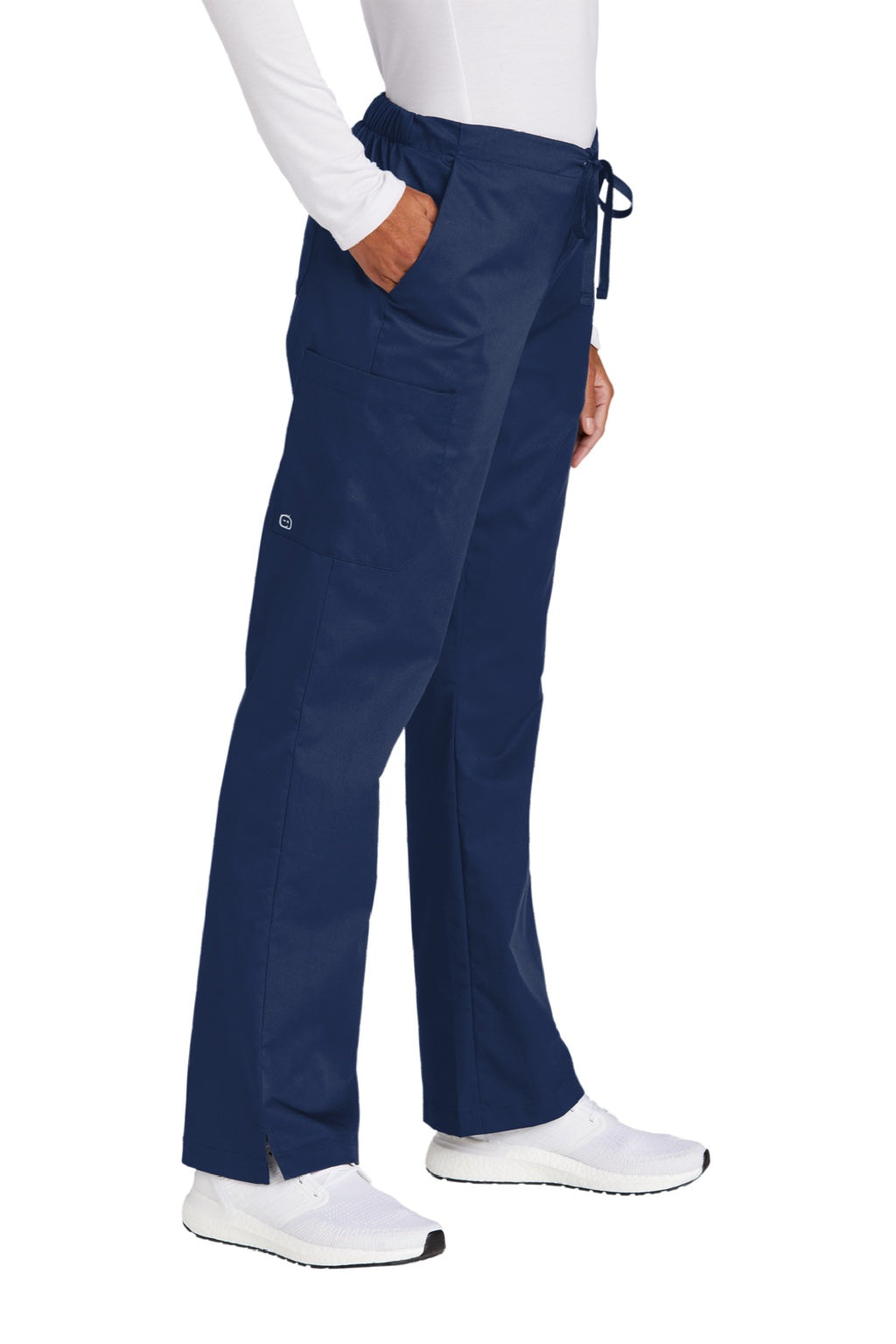 Wonderwink WW4750/WW4750P/WW4750T Womens WorkFlex Flare Leg Cargo Pants w/ Pockets Navy Blue Model 3Q