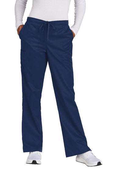 Wonderwink WW4750/WW4750P/WW4750T Womens WorkFlex Flare Leg Cargo Pants w/ Pockets Navy Blue Model Front