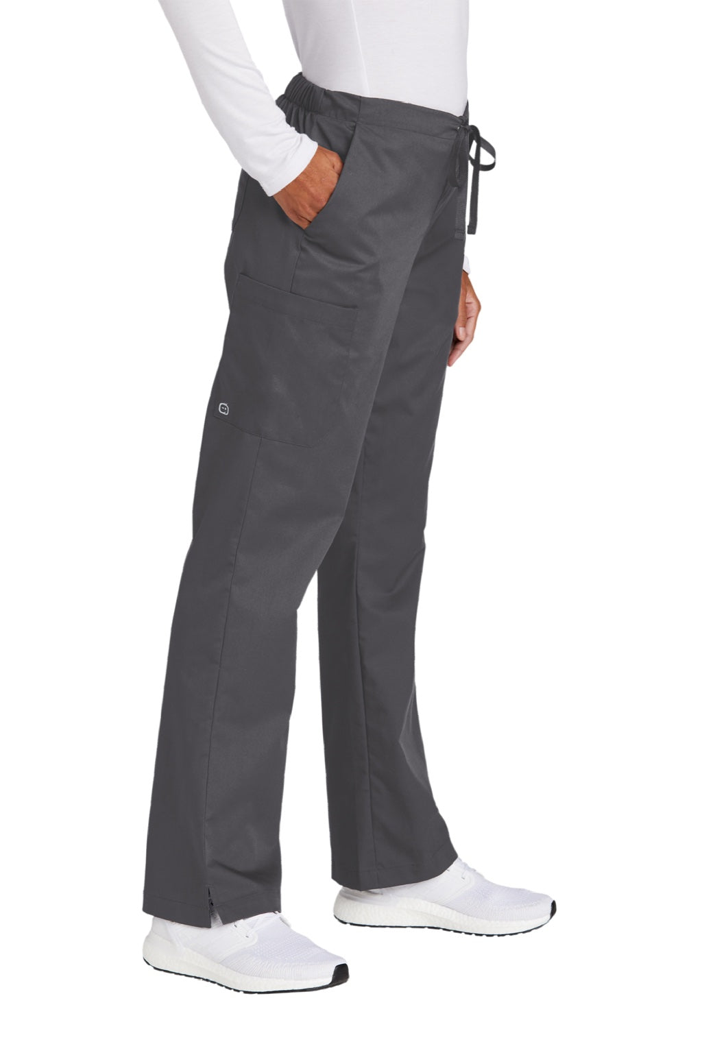 Wonderwink WW4750/WW4750P/WW4750T Womens WorkFlex Flare Leg Cargo Pants w/ Pockets Pewter Grey Model 3Q