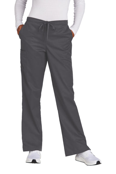Wonderwink WW4750/WW4750P/WW4750T Womens WorkFlex Flare Leg Cargo Pants w/ Pockets Pewter Grey Model Front